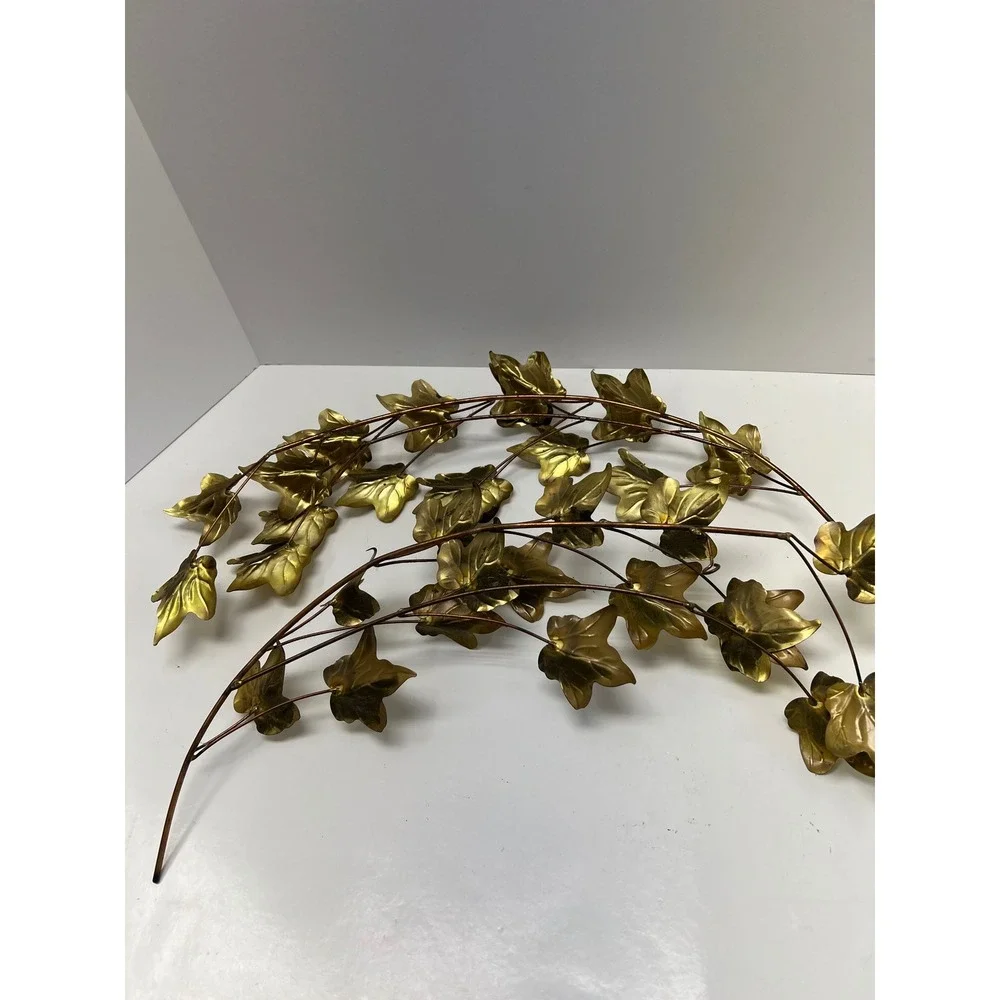 Vintage Brass Ivy Leaf Wall Art Set 2 Gold Mid Century Modern Botanical Decor‎